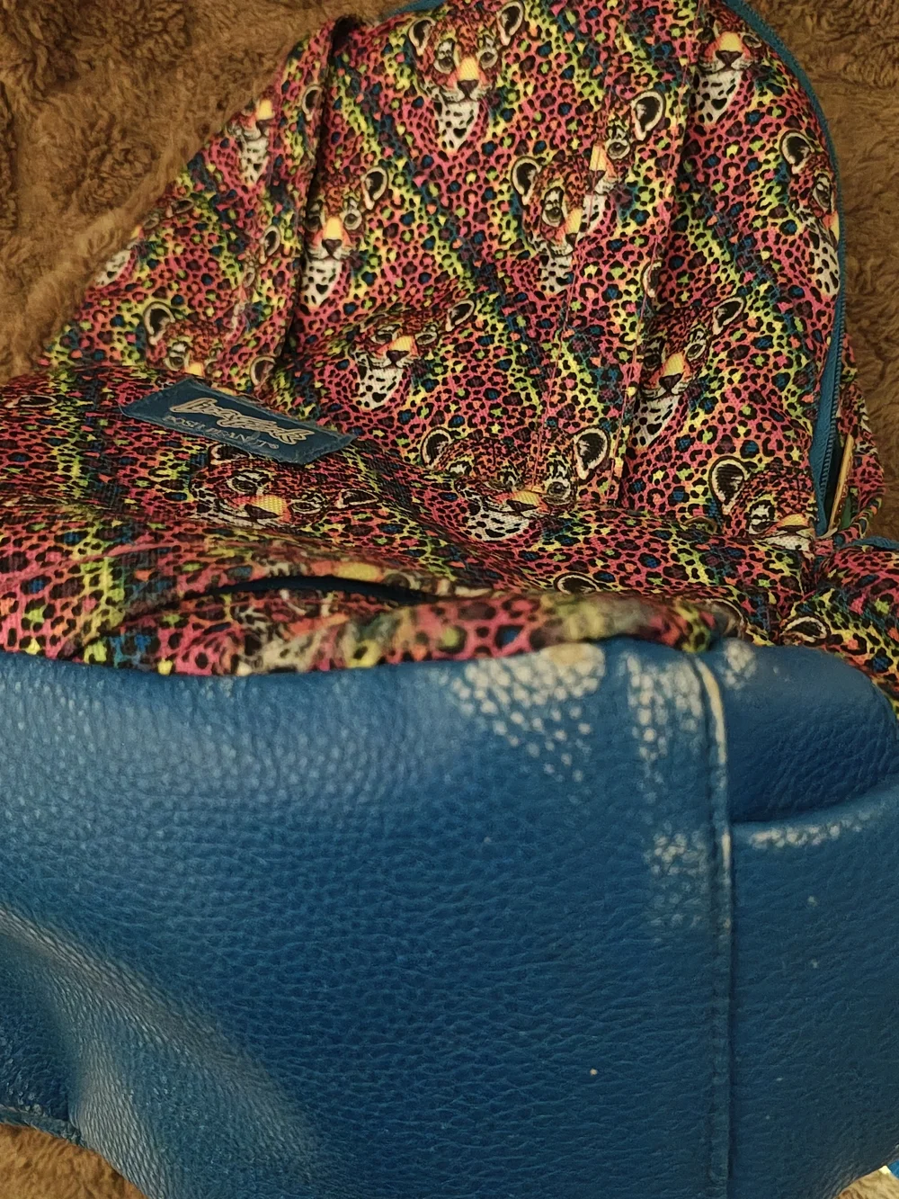 Blue Leopard Print Kids Backpack - Lisa Frank Posh Peanut